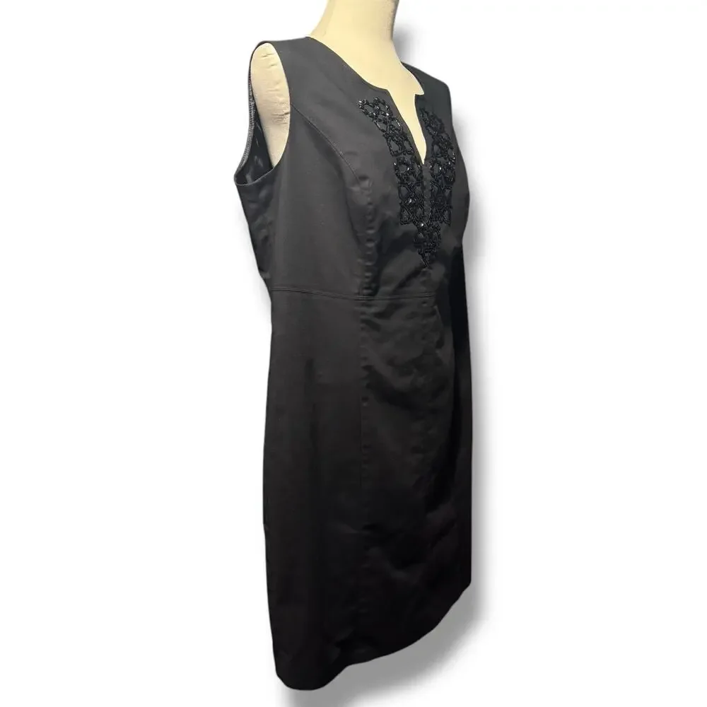 Rafaella Beaded Doubleweave Sheath Dress Black 18W